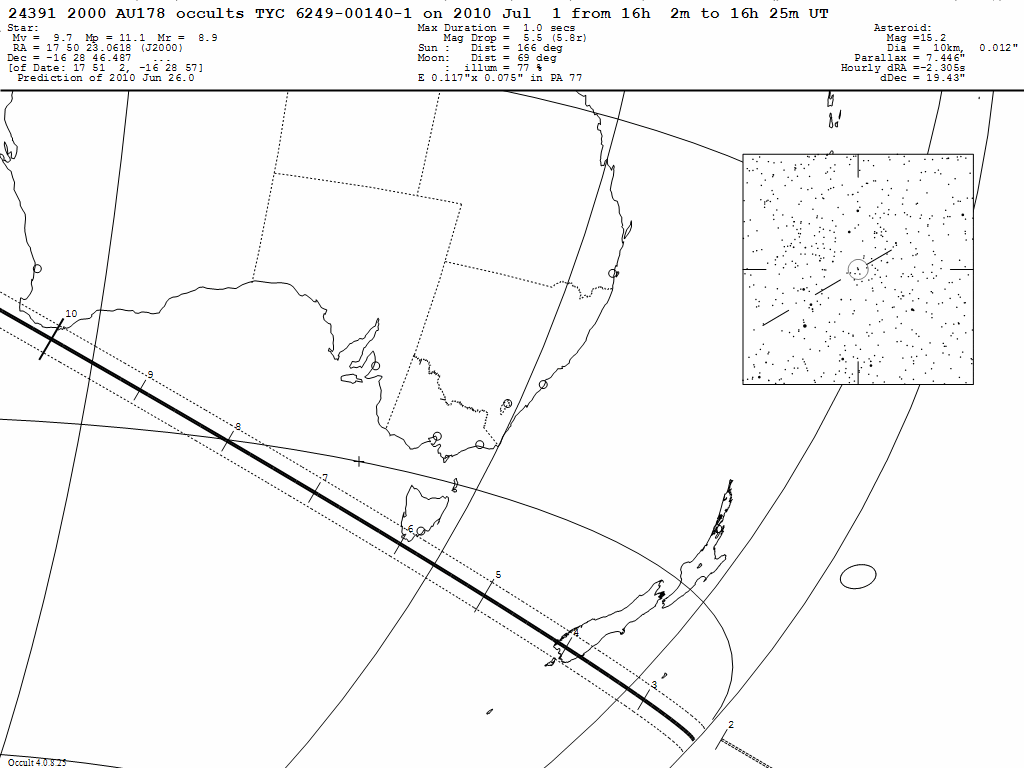 2000 AU178 Update Map