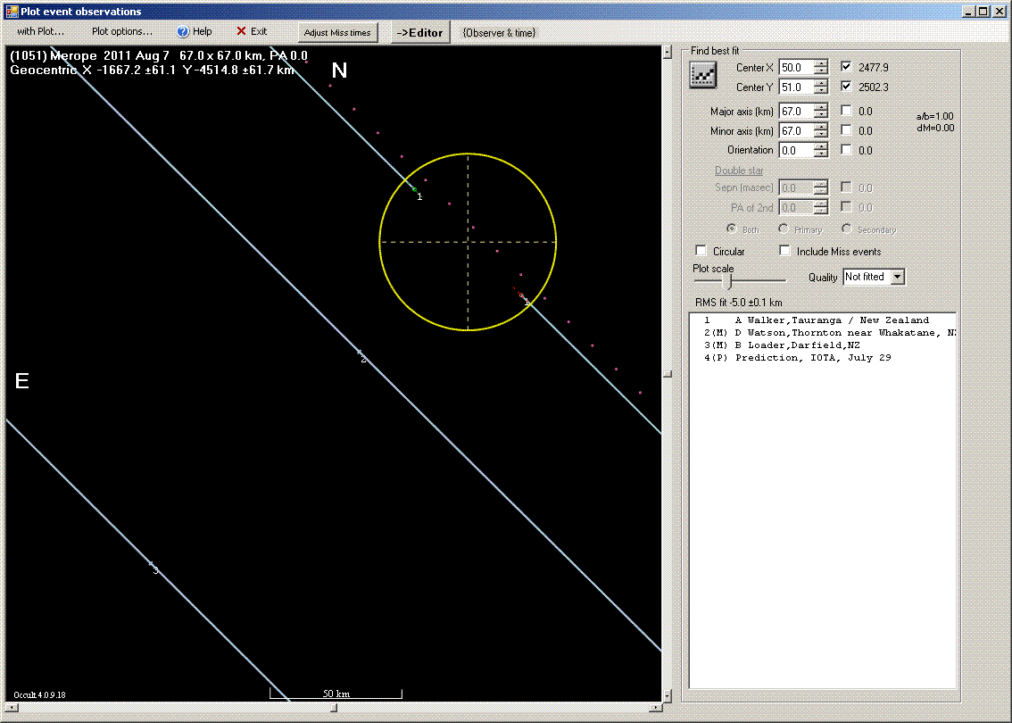 Merope occultation - 2011 August 07