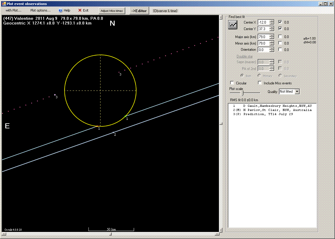 Valentine occultation - 2011 August 09