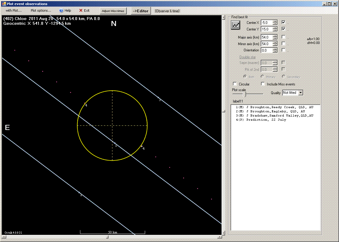 Chloe occultation - 2011 August 20