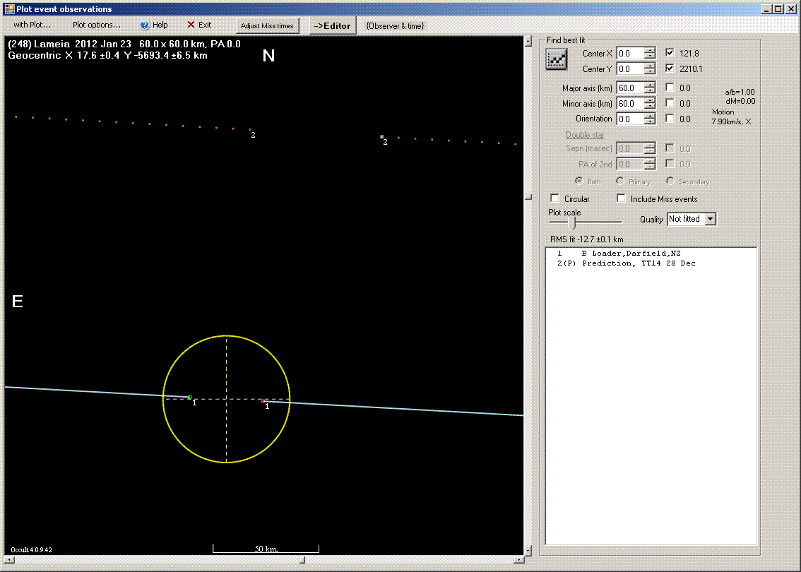 Lameia occultation - 2012 January 23