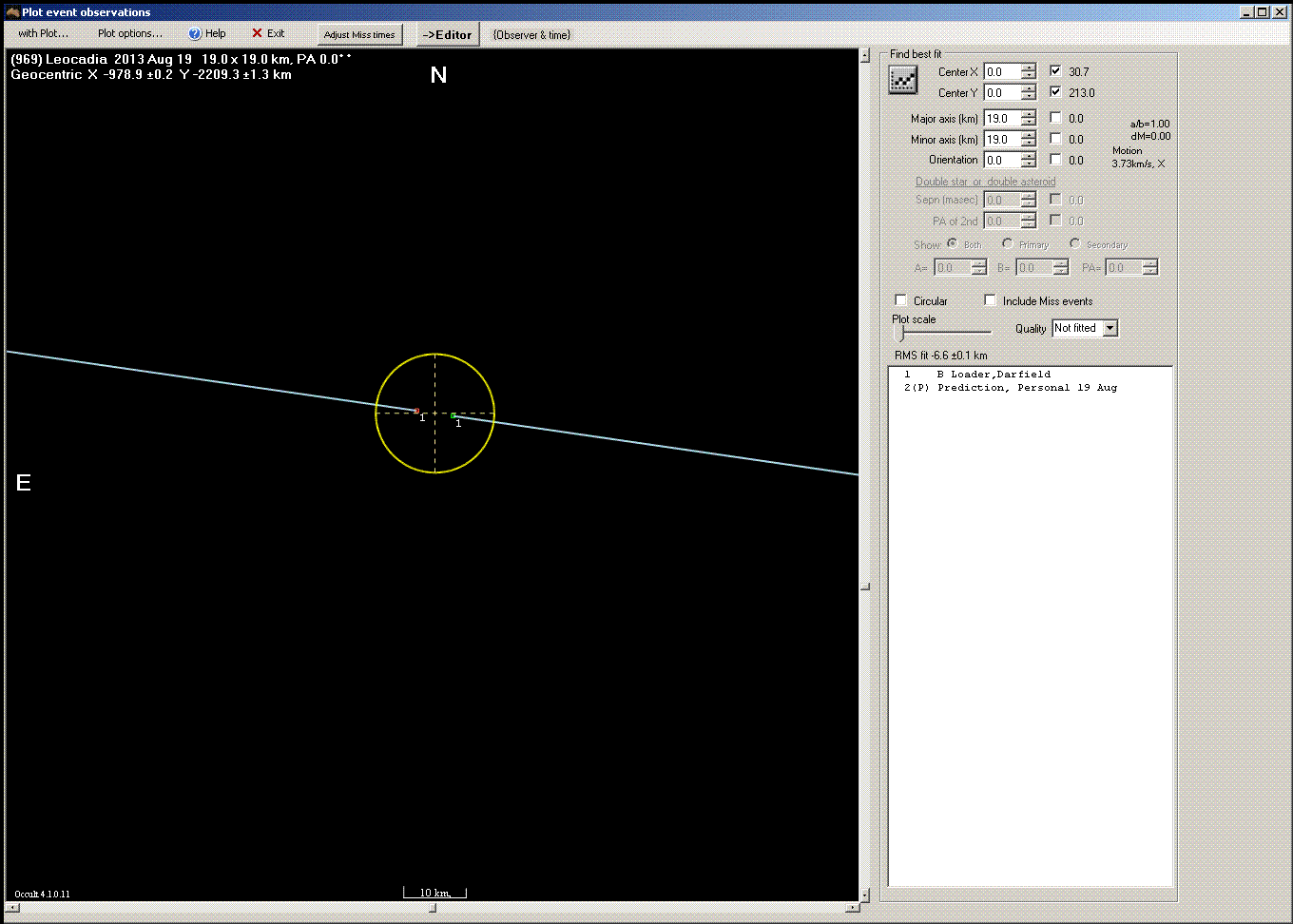 Leocadia occultation - 2013 August 19