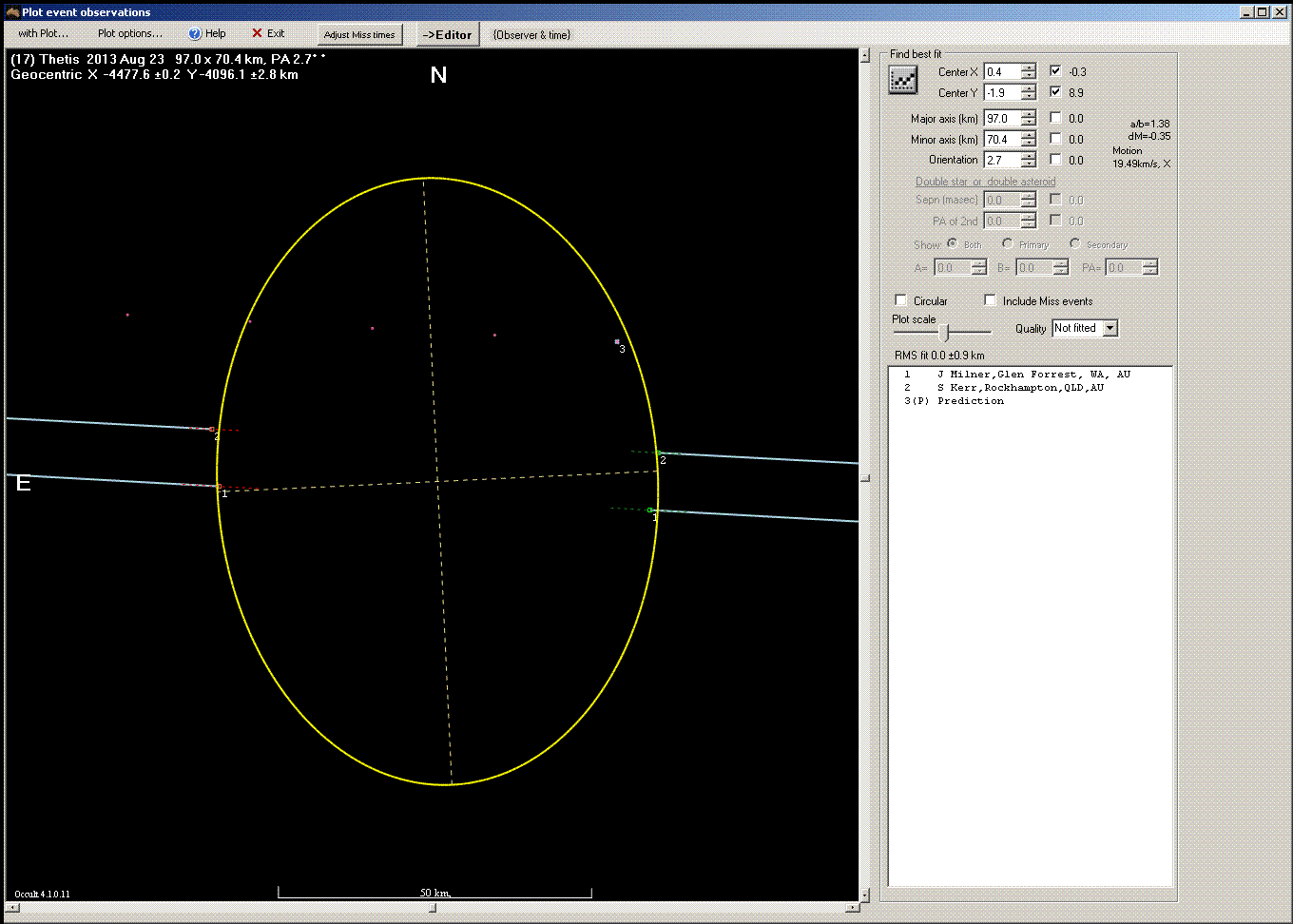 Thetis occultation - 2013 August 23