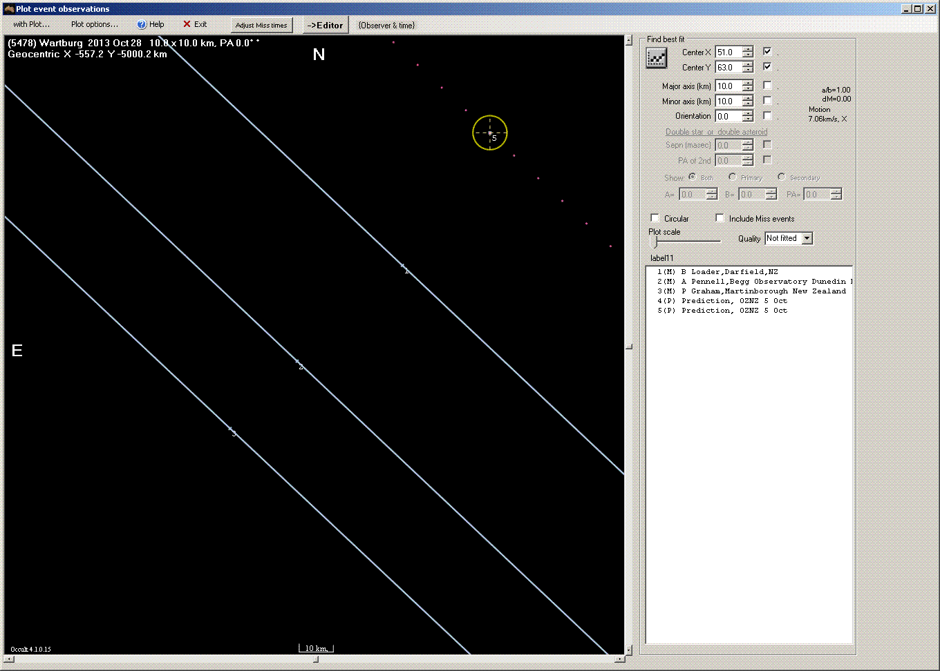 Wartburg occultation - 2013 October 28